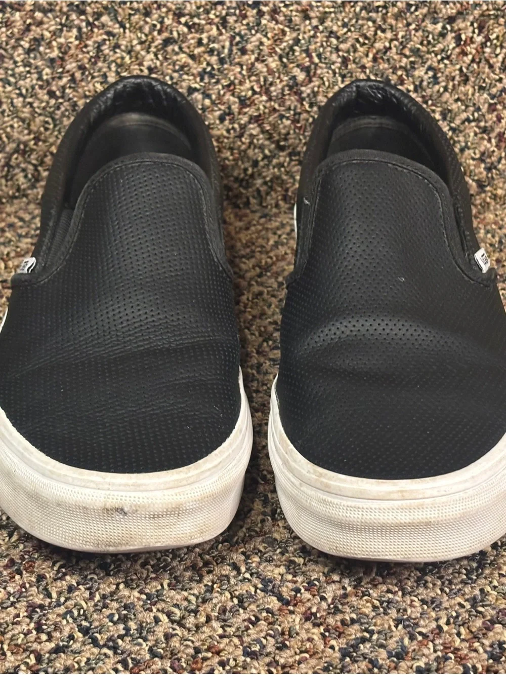 Vans Black Slip-On Perforated Leather Loafers